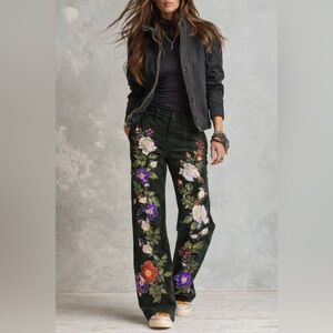 Shabby chic Floral Embroidered Pants